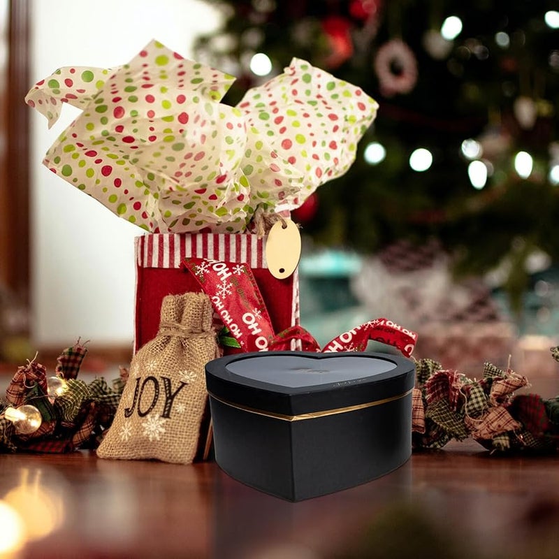 Black Heart Shaped Flower Arrangement Box With Lid 2Pcs Set For Valentine Wedding Birthday - Image 5